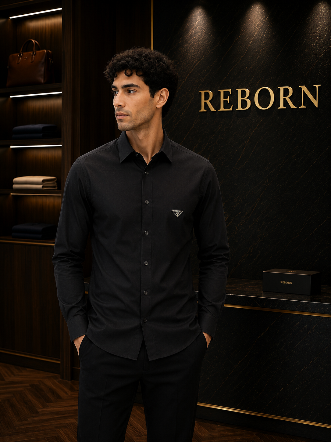 Black Elegant Shirt with Luxury Emblem