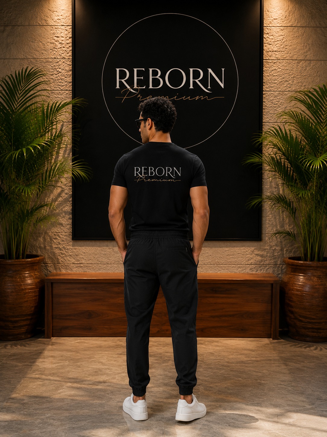 Black Premium Cargo Pants with Metal Logo