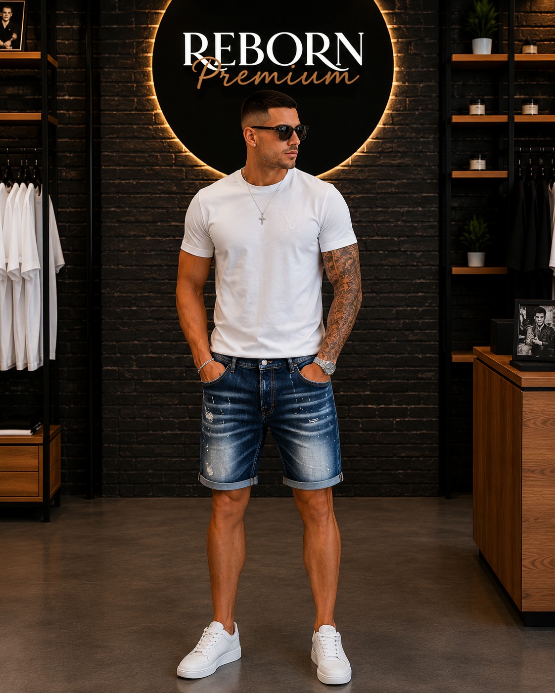 Dark Blue Premium Denim Bermuda Shorts