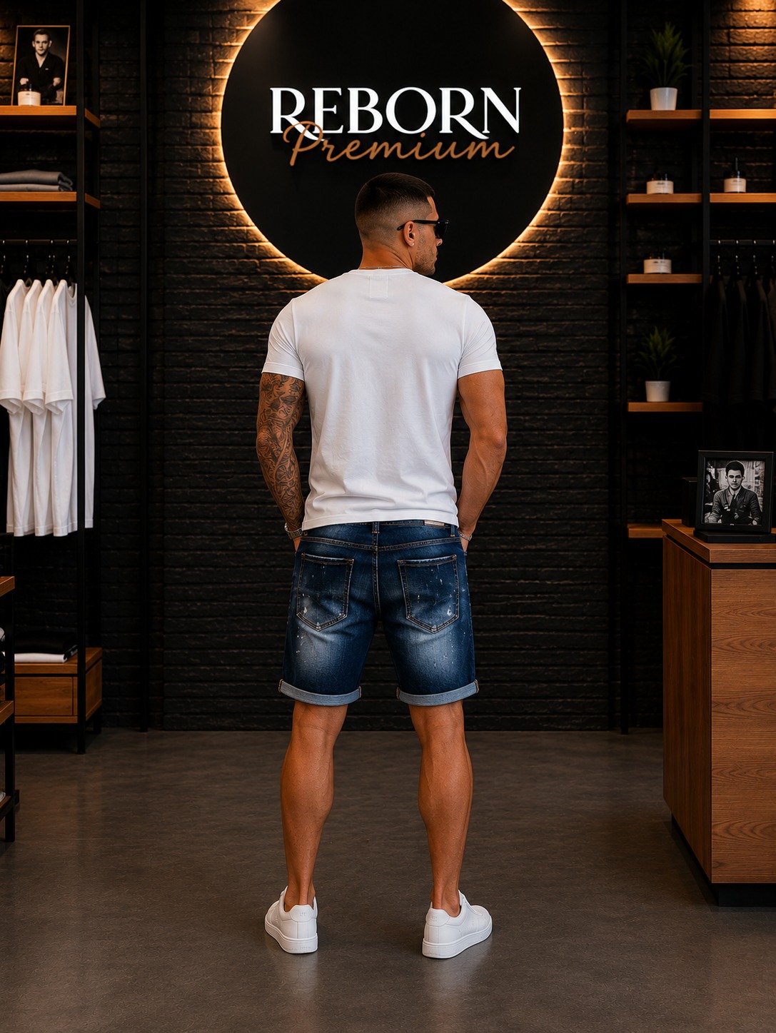 Dark Blue Premium Denim Bermuda Shorts