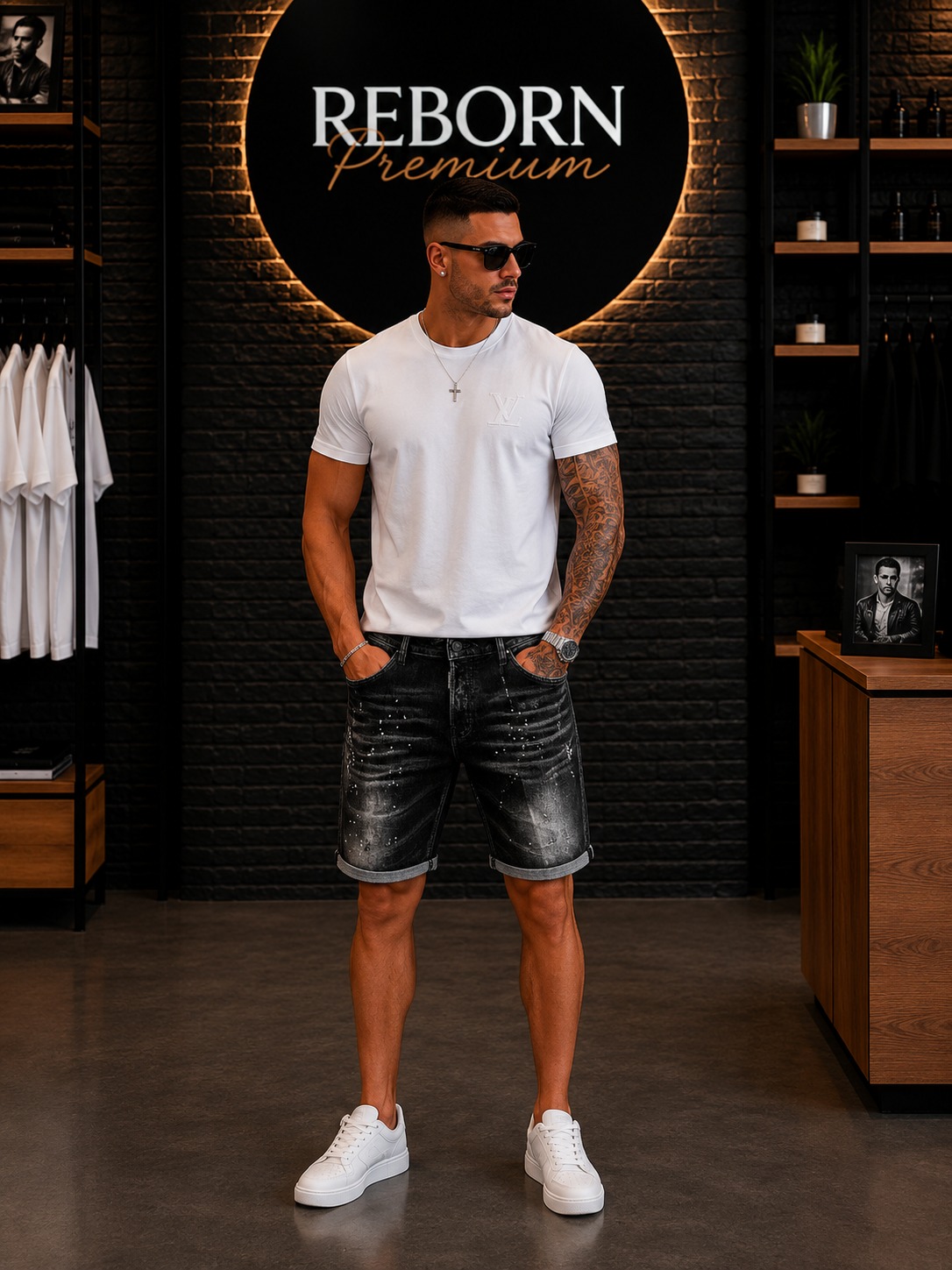 Black Premium Denim Bermuda Shorts