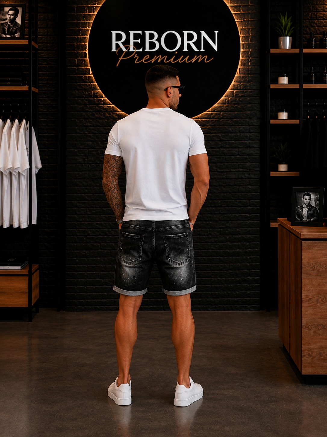 Black Premium Denim Bermuda Shorts