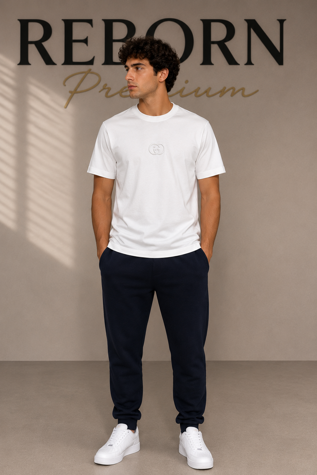White Cotton T-Shirt with Embroidered GG Logo