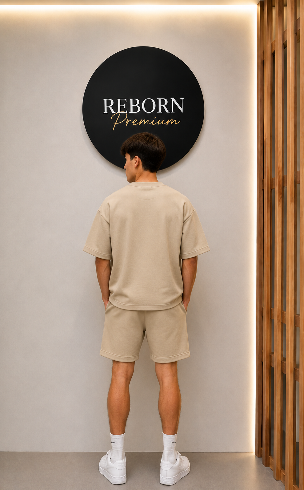 Beige Set with Embroidered Lettering