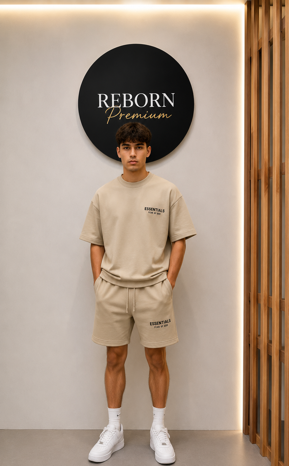 Beige Set with Embroidered Lettering